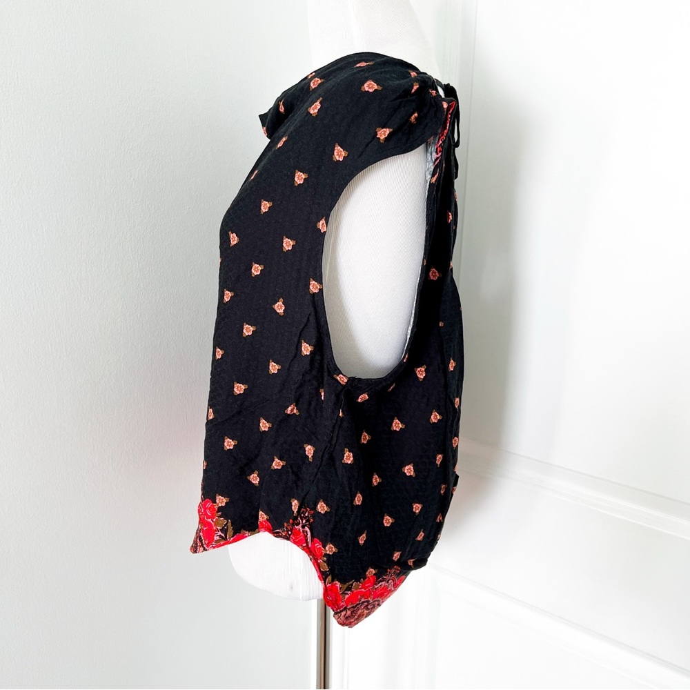 Free People Black Open Back Tank with Red Paisley Hem - XL - Picture 3 of 5
